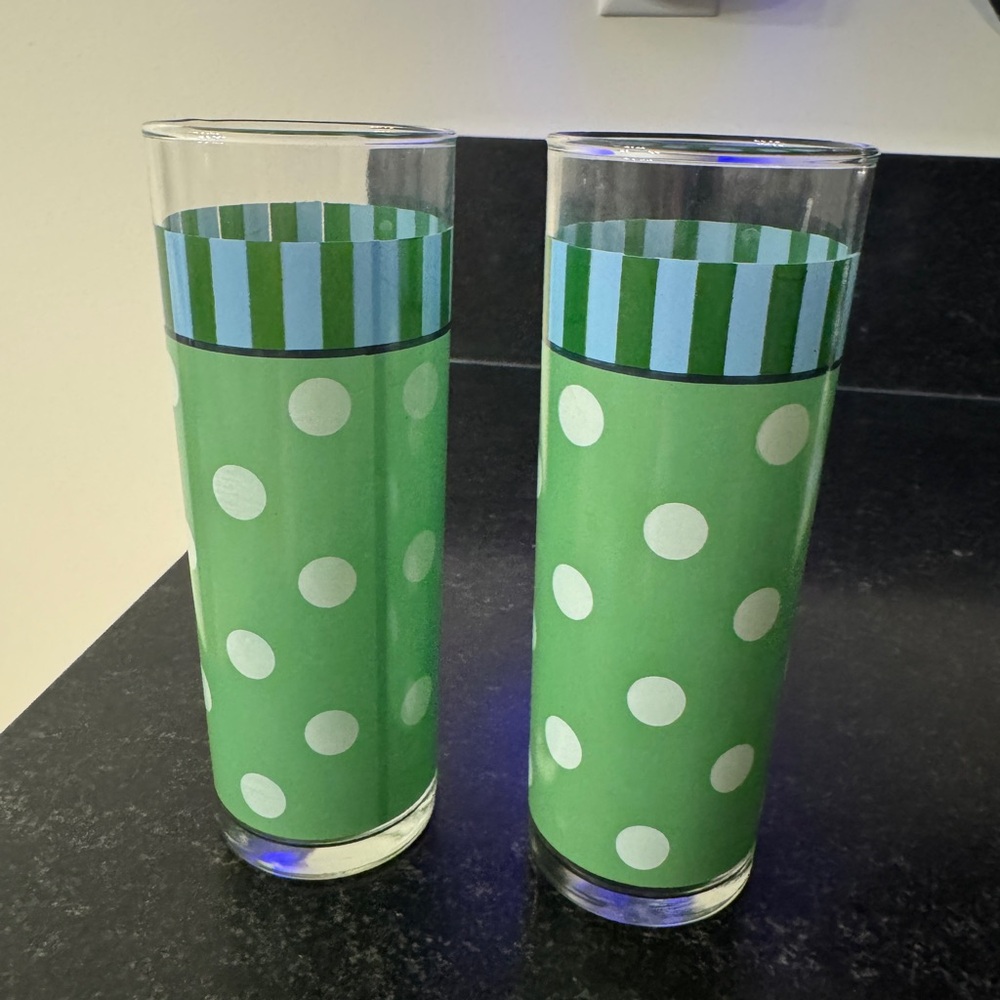 Green Polka Dot Glass Tumblers
